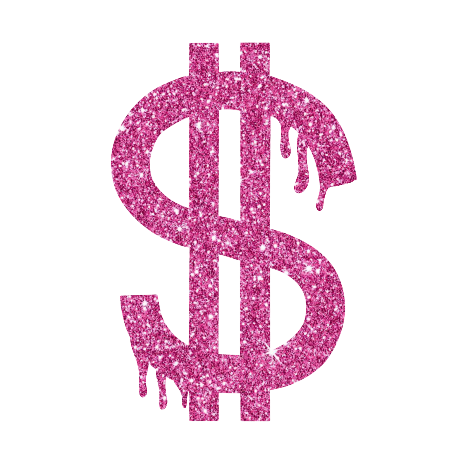 a dollar sign with pink glitter on it