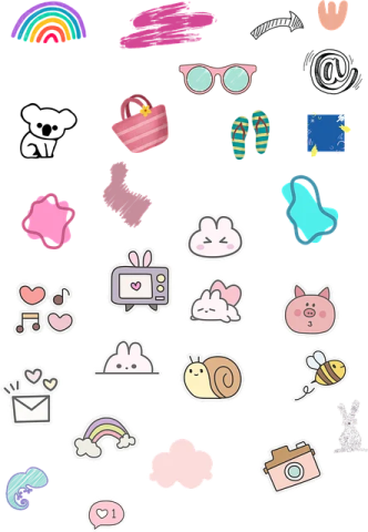 a bunch of colorful stickers on a white background