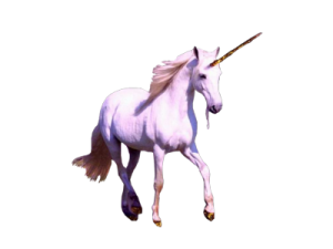 a white unicorn with a long mane running