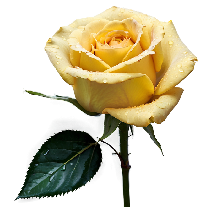 a yellow rose with water droplets on it