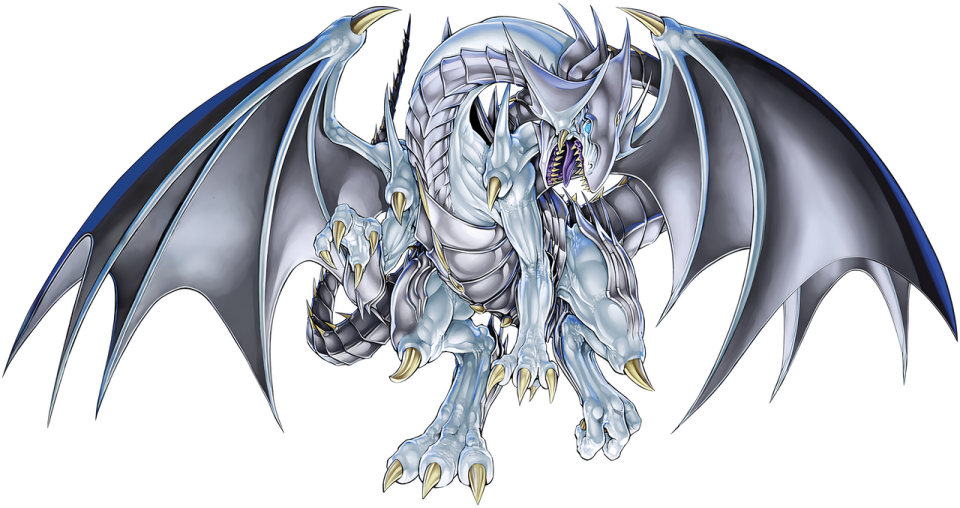 an image of a white dragon with blue wings
