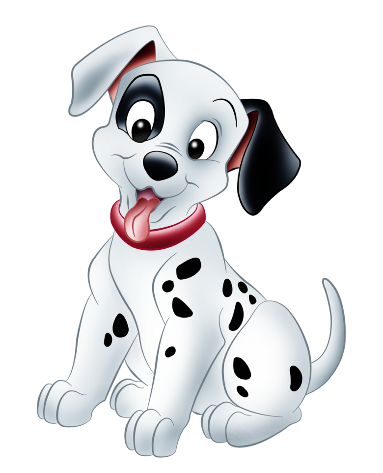 a cartoon dog sitting down with its tongue out