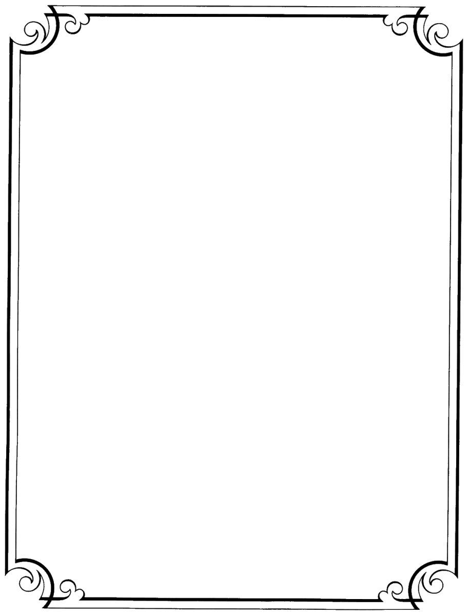 a black and white frame with scrolls