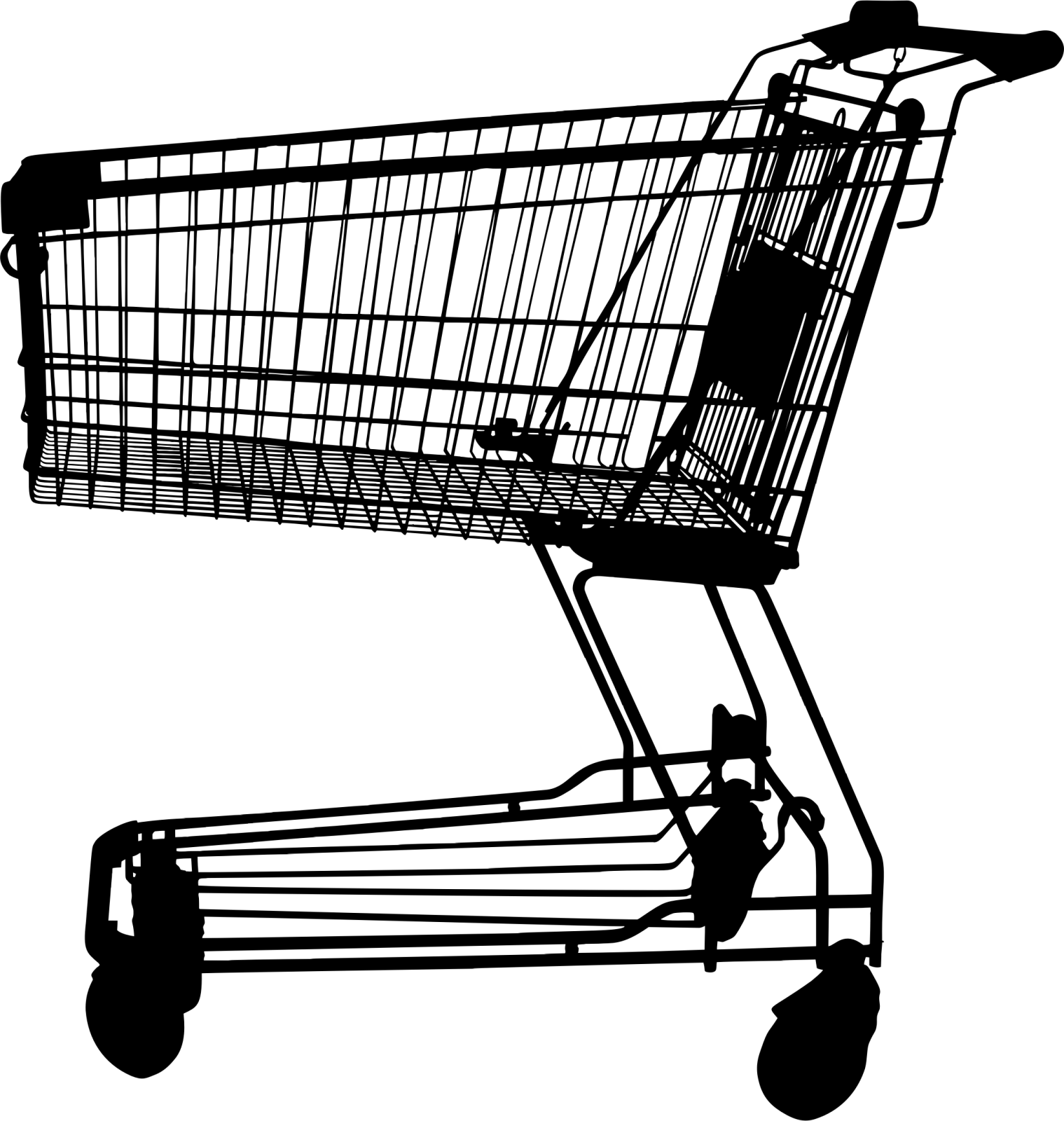 a black and white silhouette of a shopping cart