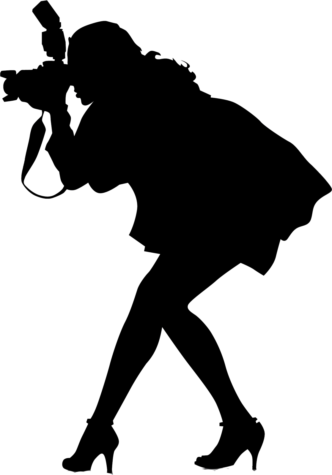 a silhouette of a woman with a camera