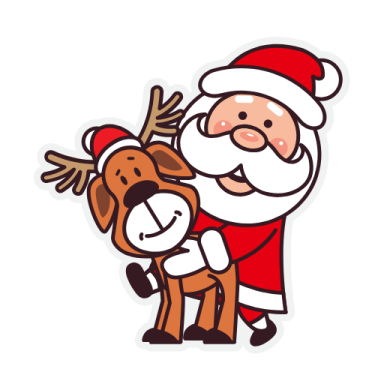 a cartoon santa with his dog