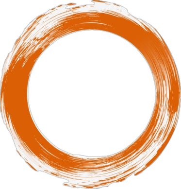 an orange circle painted with a brush