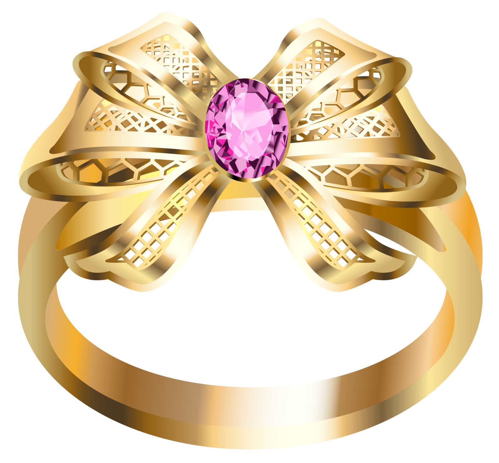 a gold ring with a pink stone in the center