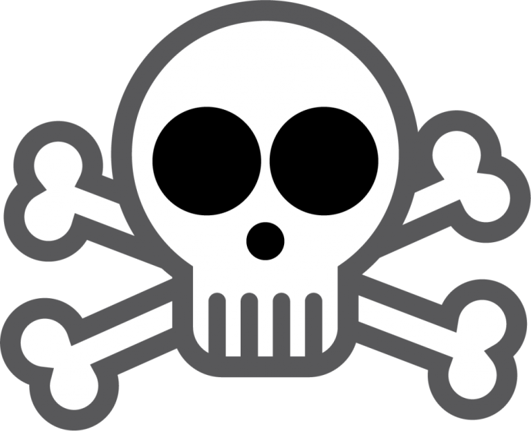a skull and crossbones on a white background