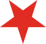 a red star on a white background