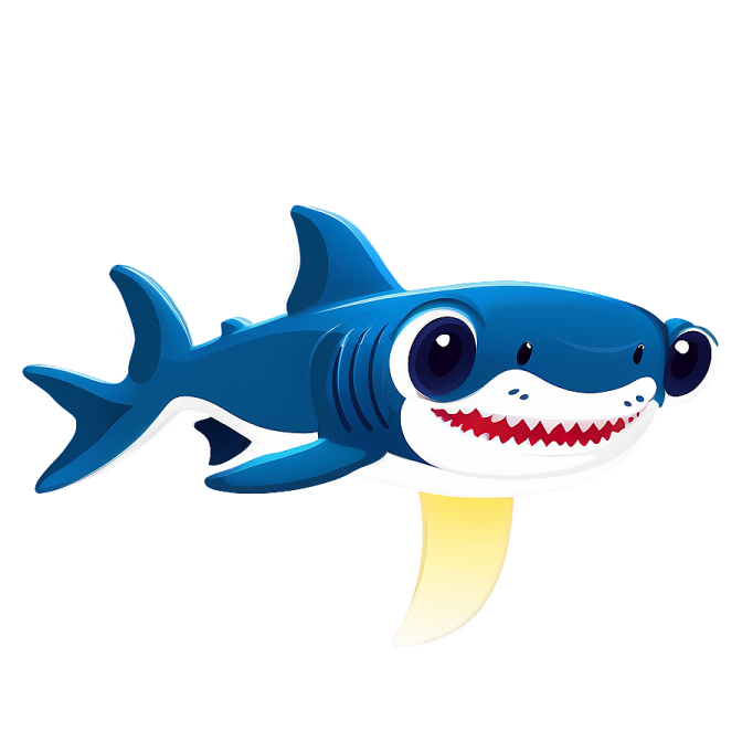 a cartoon shark with big teeth