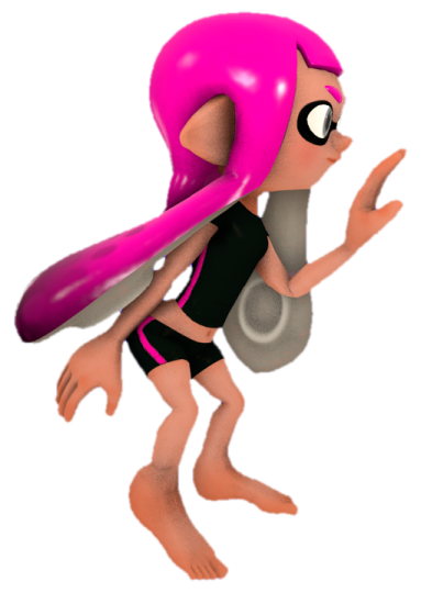 a cartoon character with pink hair and glasses