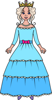 a girl in a blue dress with a crown