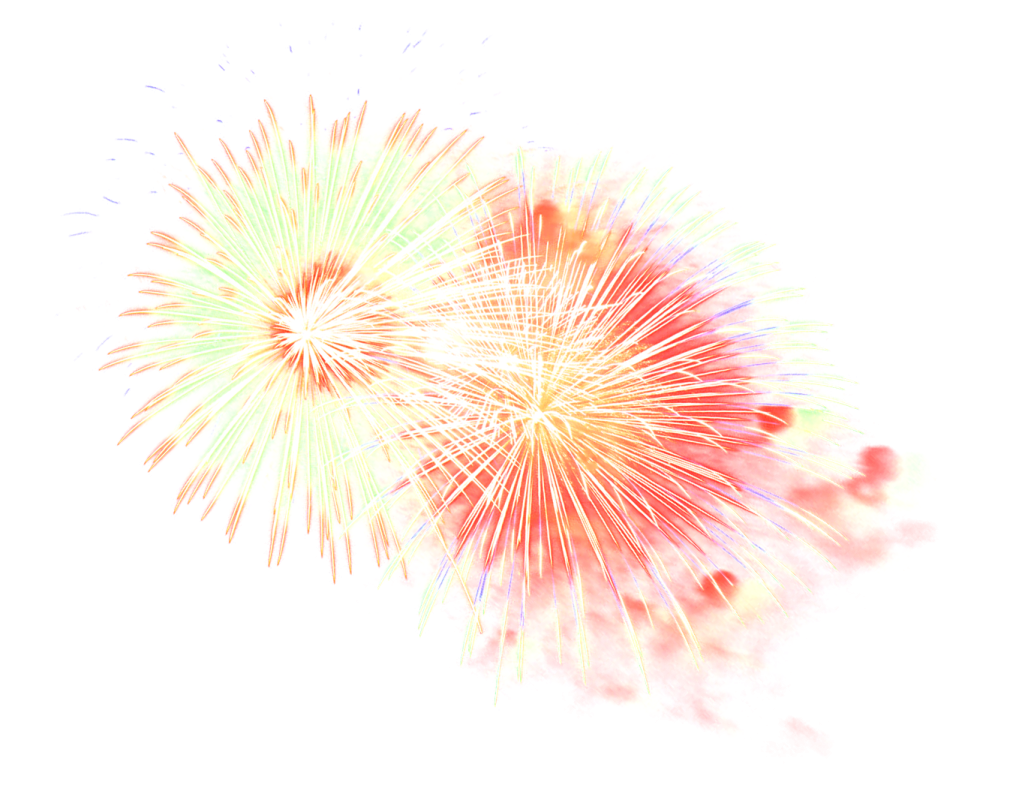 a colorful fireworks on a white background