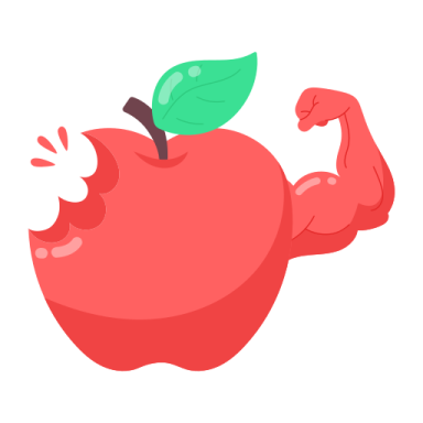 an apple with a green leaf on it