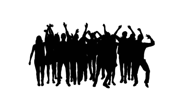 a group of people silhouetted against a white background