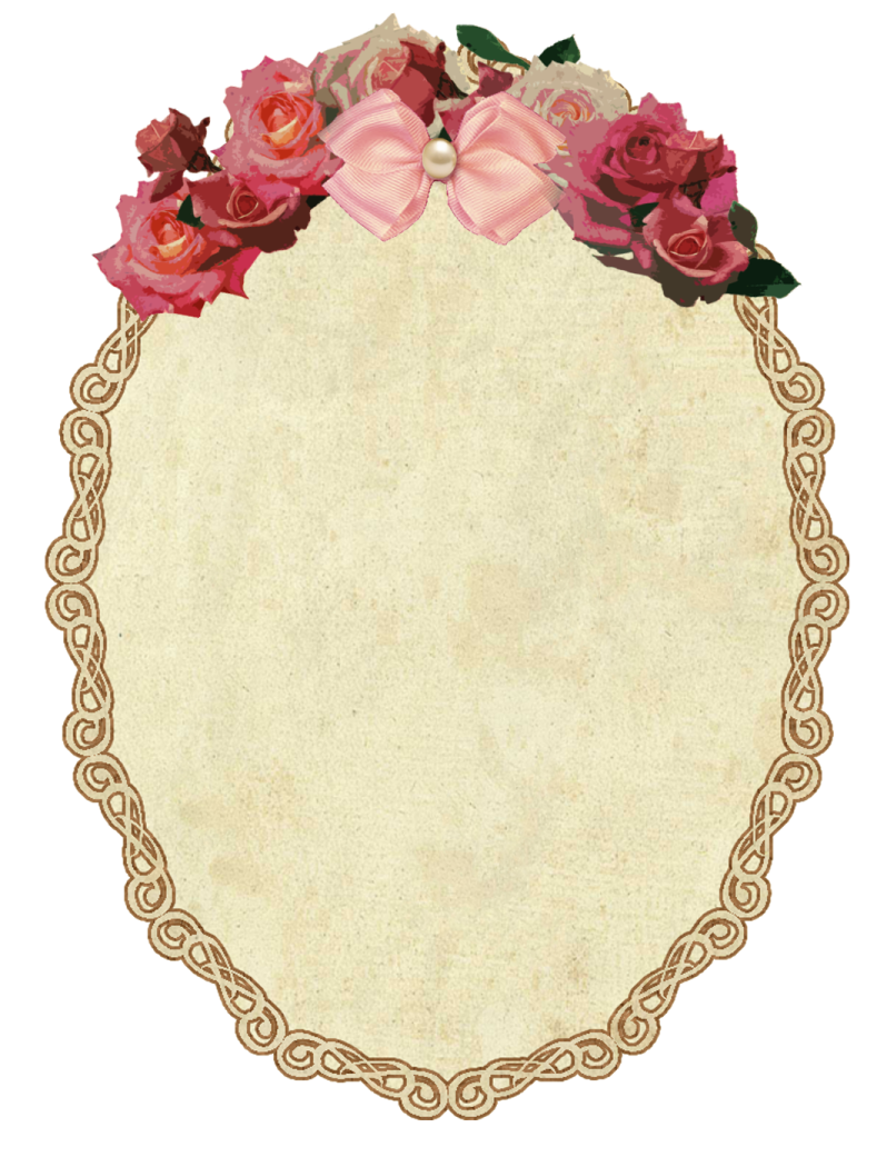 a round frame with roses on it