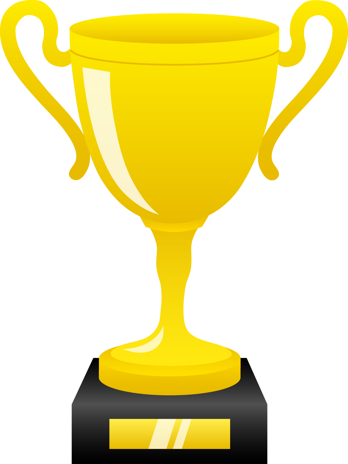 a gold trophy on a black pedestal