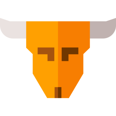 an orange bull's head