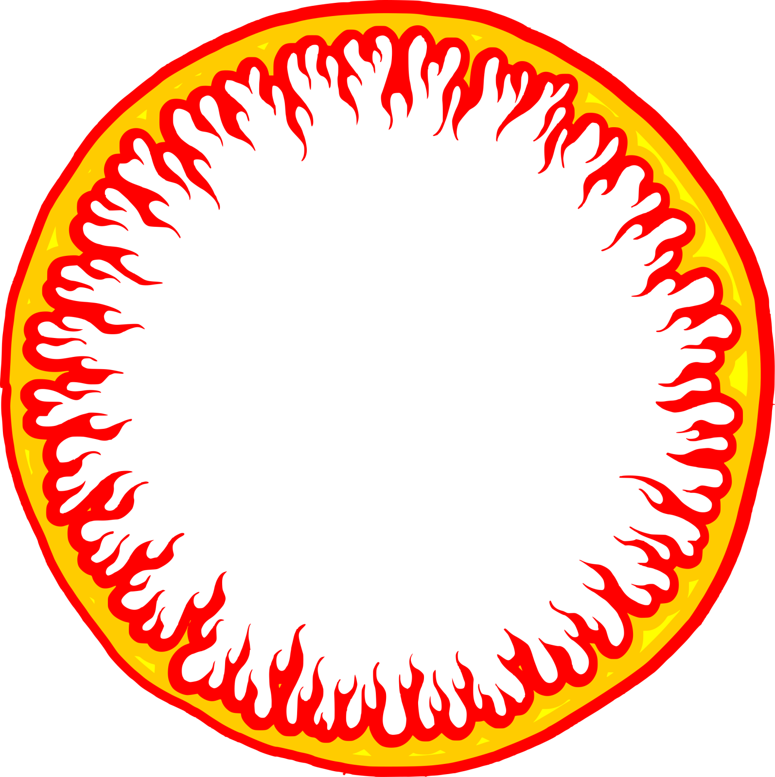 a fire circle with flames around it