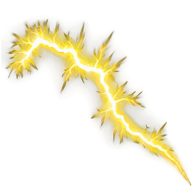 a yellow lightning on a white background
