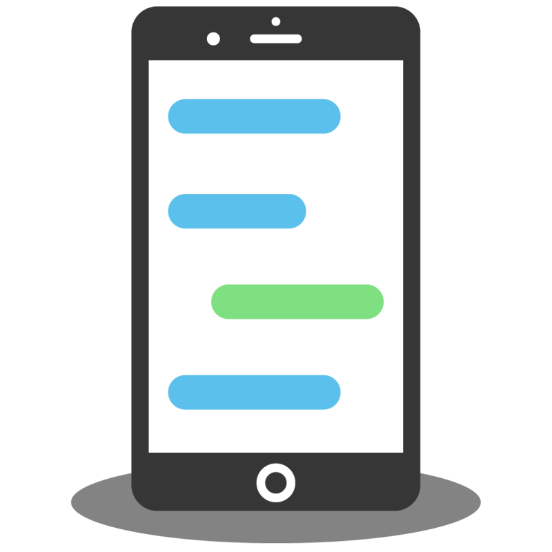 a phone with two chats on the screen