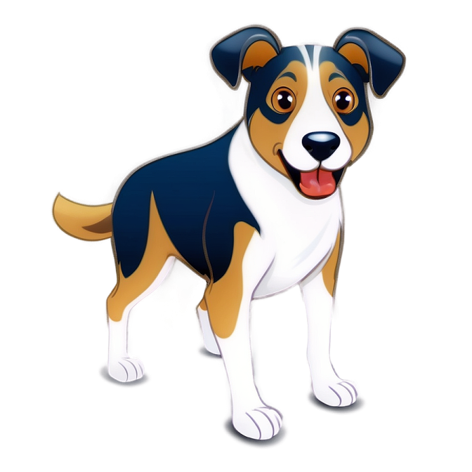 a cartoon dog standing on a white background