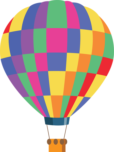 a hot air balloon with colorful squares on it