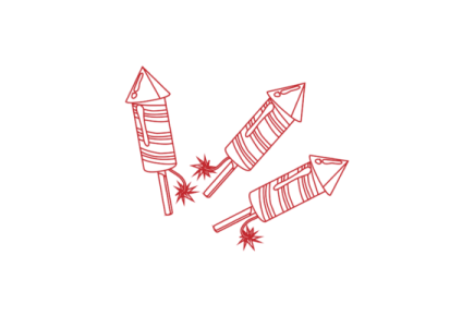 a line drawing of two rockets