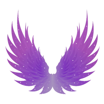 a purple angel wings on a white background