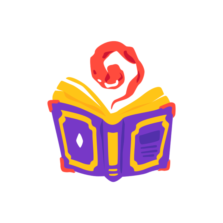 a cartoon character reading a book