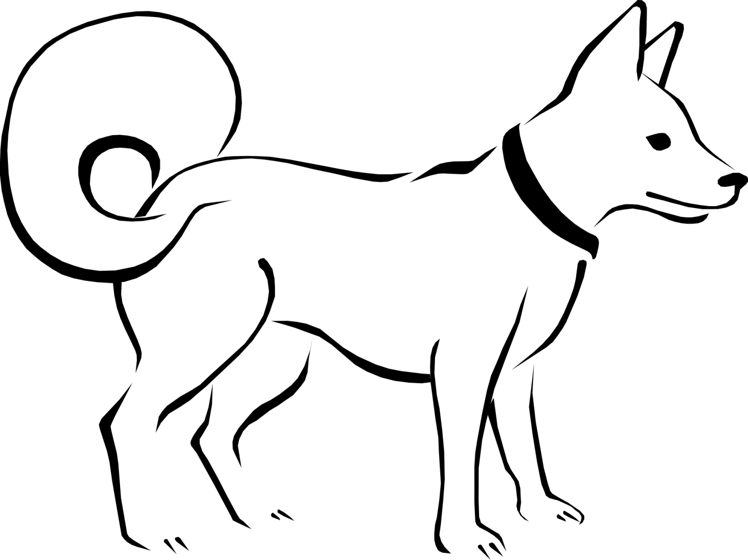 a black and white drawing of a dog