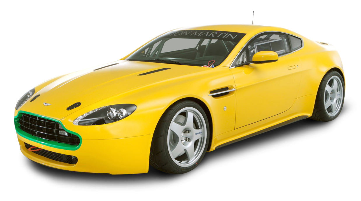 a yellow sports car on white background