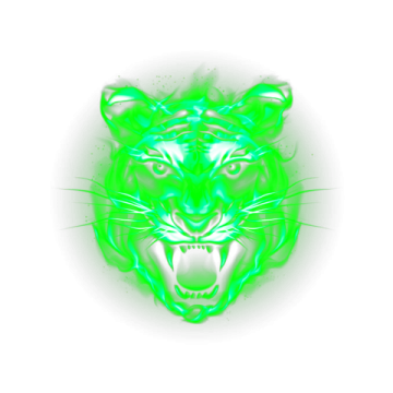 a tiger's head with blue and green paint