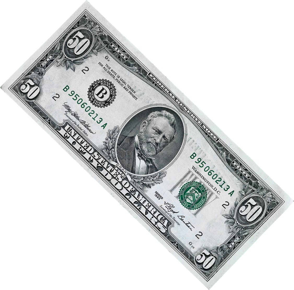 a dollar bill on a white background