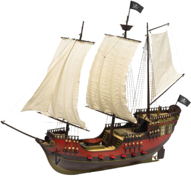 a wooden model of a pirate ship