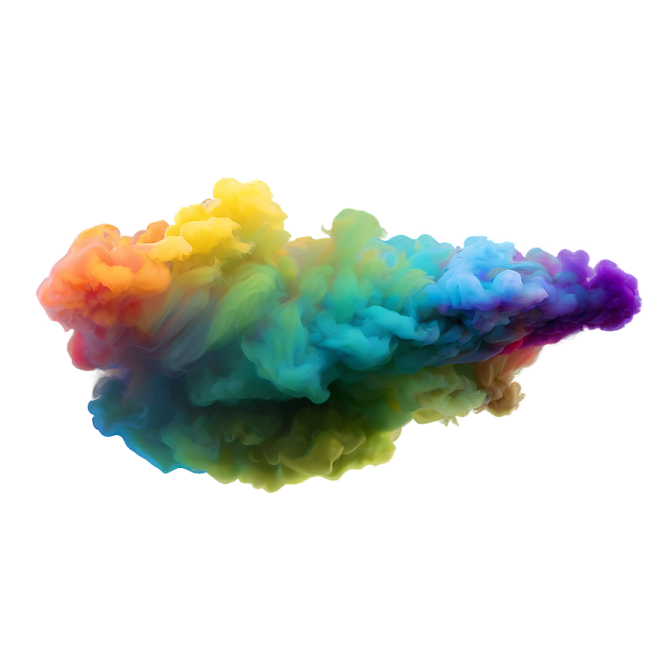 colored smoke on a white background