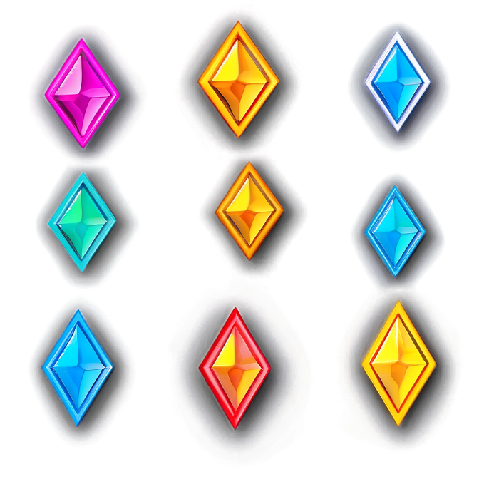 a set of colorful gems on a white background