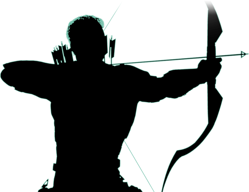 a silhouette of a man with a bow and arrow