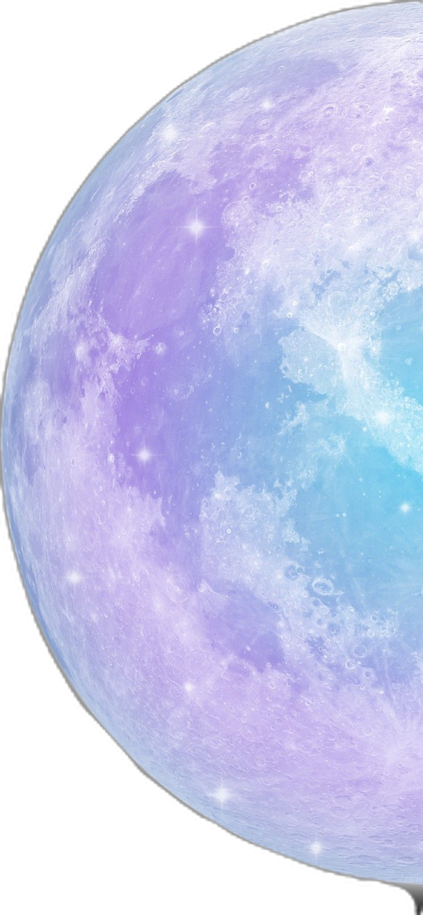 a blue and purple moon on a white background