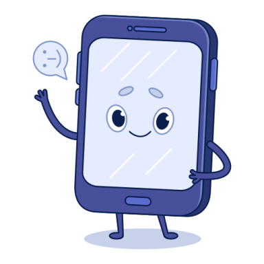 an illustration of a smartphone with a sad face