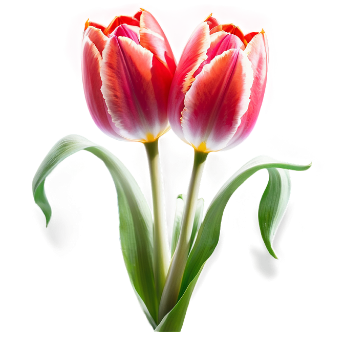two red and white tulips