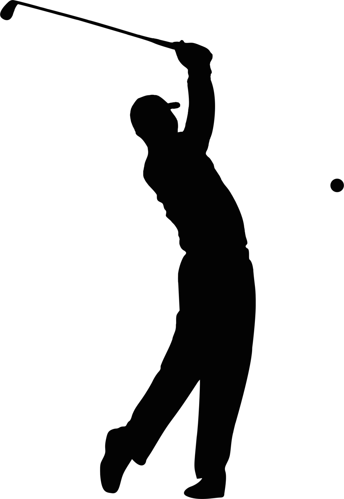 a silhouette of a man playing golf