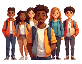 a group of young people standing together