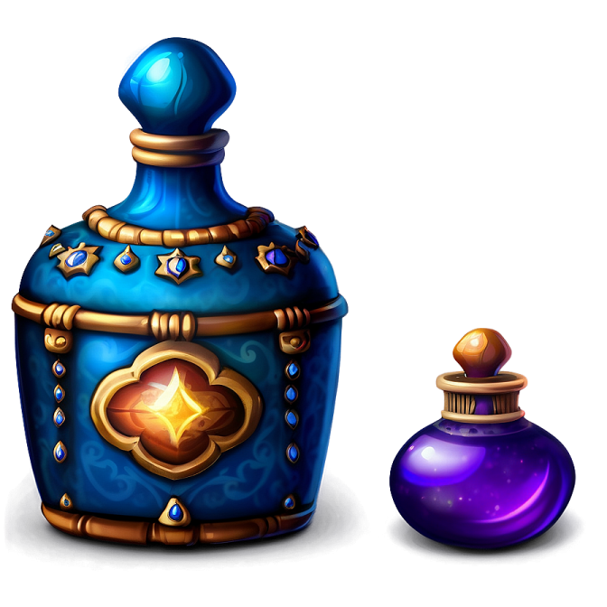 a blue bottle with a gold star on it