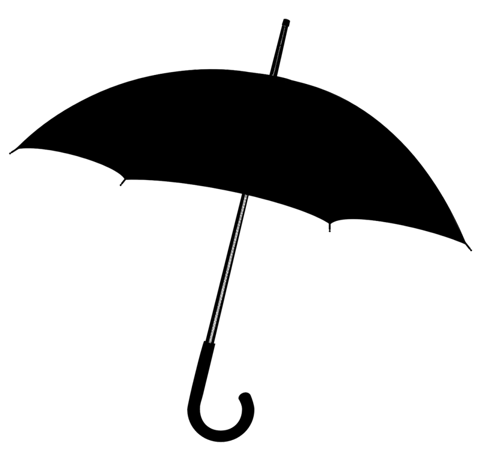 a black and white silhouette of an umbrella