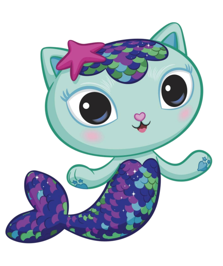 a cute little mermaid cat sitting on the floor