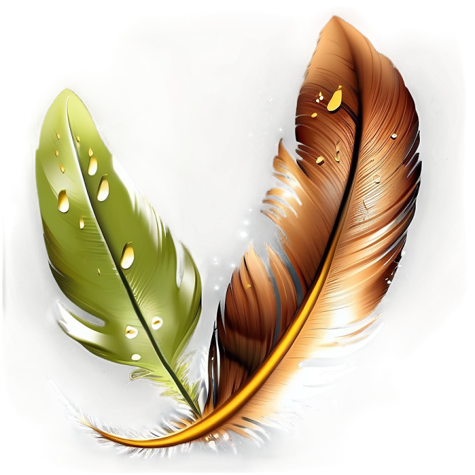 two feathers on a white background