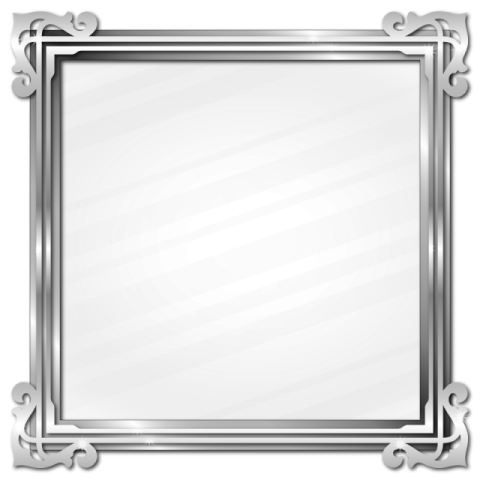a silver frame on a white background