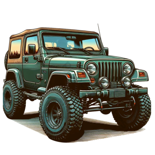 a drawing of a green jeep